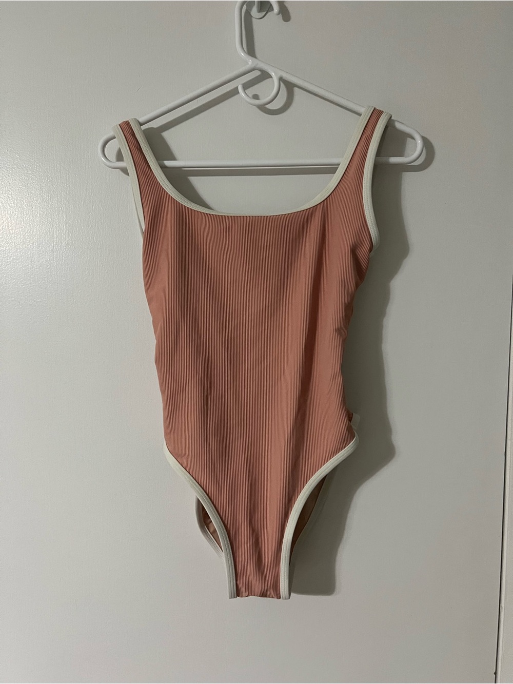 LainSnow Dusty Rose One-Piece Swimsuit with Cream Trim